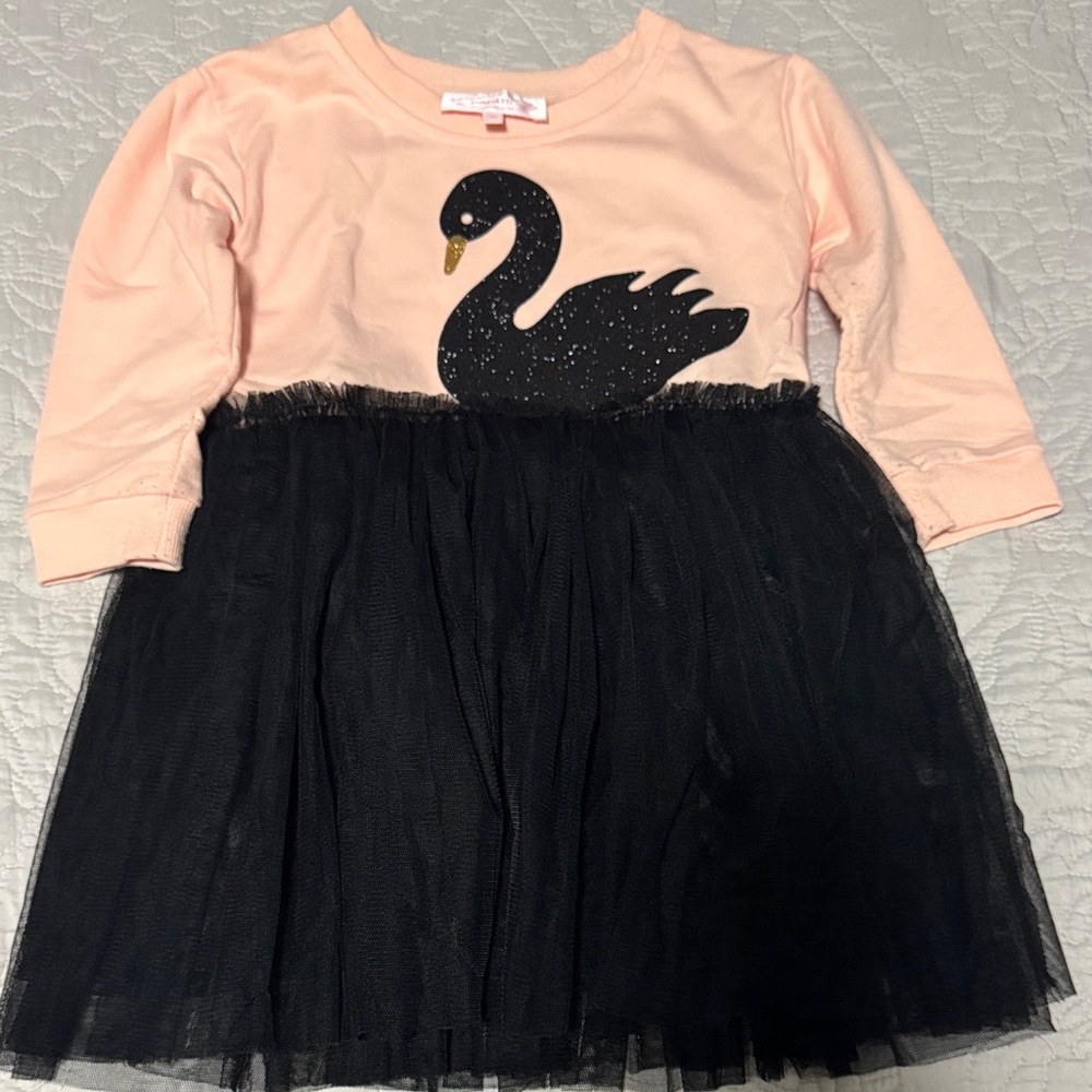 Popatu Pink and Black Swan Dress